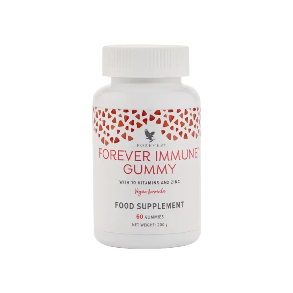 Forever Immune Gummy • Mešavina 10 vitamina i cinka • Lako se uzimaju, gumeni bomboni za žvakanje • Prikladno za vegane • Manje je verovatno da će se lepiti ili topiti na višim temperaturama • Aroma tropskog voća