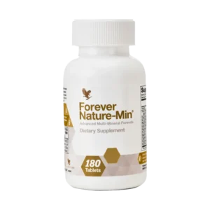 Budući da naše telo ne može da proizvodi minerale, moramo ih obezbediti iz prehrambenih proizvoda ili suplemenata. Forever Nature-Min je napredna multimineralna formula koja sadrži minerale: kalcijum, gvožđe, fosfor, jod, magnezijum, cink, selen, bakar, mangan i molibden. nedostatak apetita, slabost, kostobolja, bolovi u zglobovima, nervna oboljenja; rahitis kod dece, omekšavanje kostiju kod odraslih; povraćanje, nadimanje creva, proliv; nizak krvni pritisak, nesanica; neravnomerno lupanje srca, predmenstrualne tegobe; dehidriranost, oboljenje srca, sporo zarastanje rana; karies; razređenje kostiju, gušavost., depresija, usporen rast, promena boje i strukture kose;